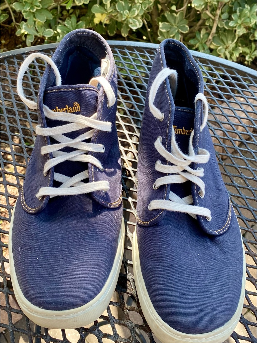 Timberland Men's Navy Canvas Chukka Boots with White Laces